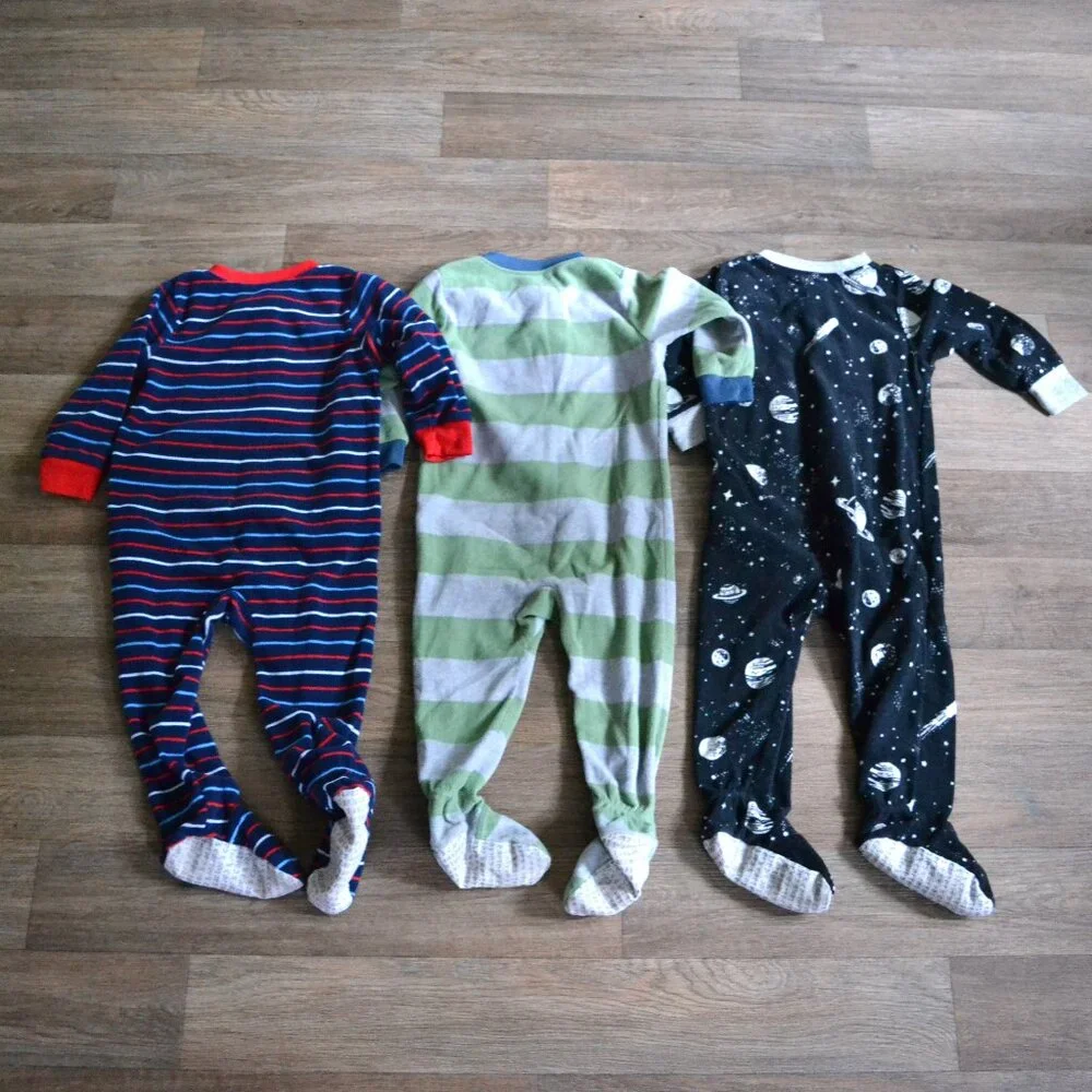 Carter's Fleece Zippered Onesie Footed  Pajamas Lot Bundle of 3 Size 18 Months